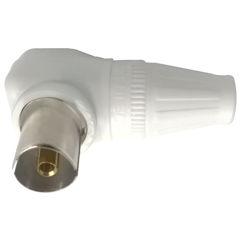 Presa volante TV ad angolo design compatto materiali resistenti installazione spazi ridotti impianti elettrici domestici e professionali