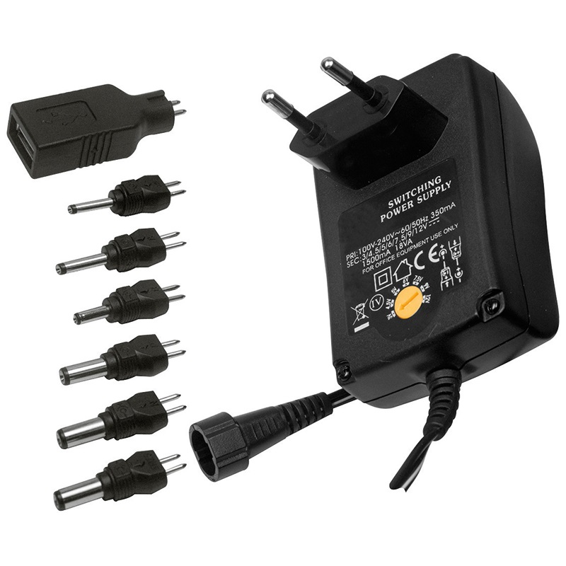 Alimentatore switching 18W uscita regolabile 3-12V CC per impianti elettrici domestici e professionali