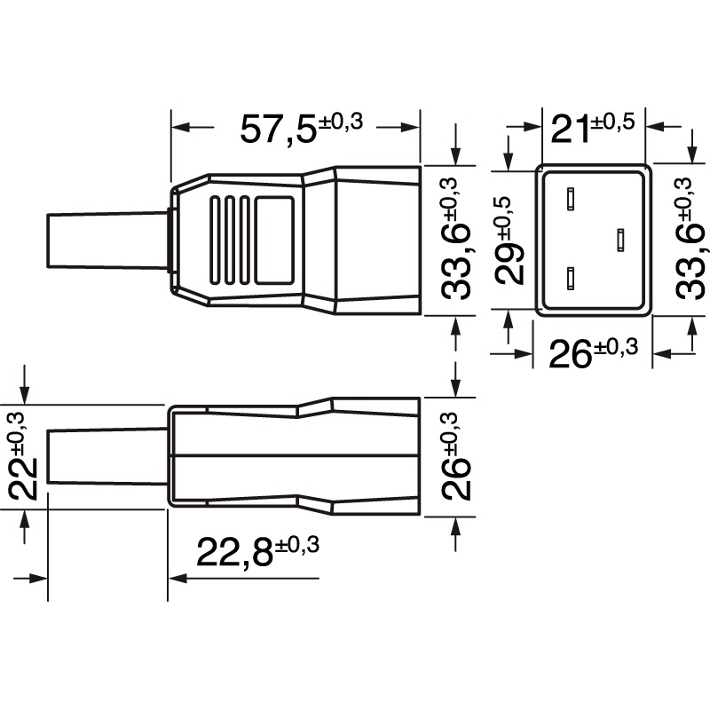 Spina volante tripolare C20 16A 250V design ergonomico installazione facile impianti elettrici professionali e domestici