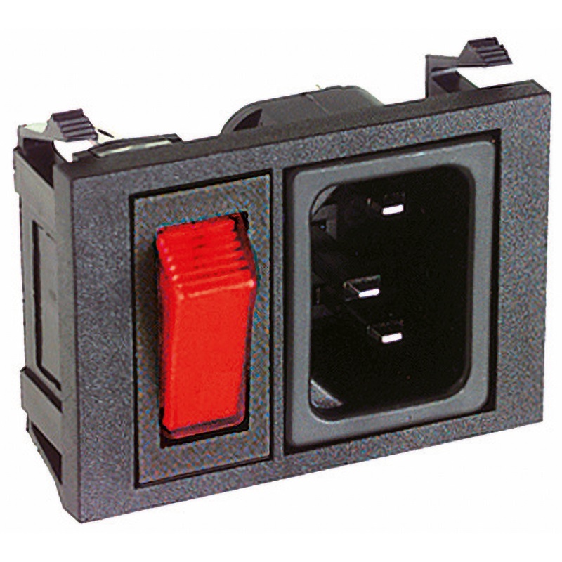 Spina tripolare da pannello con illuminazione rossa integrata per impianti elettrici interni