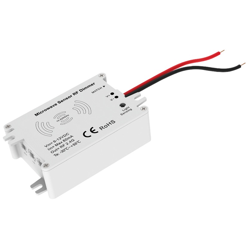 Sensore microonde RF per controllo movimento illuminazione LED risparmio energetico ambienti interni ed esterni