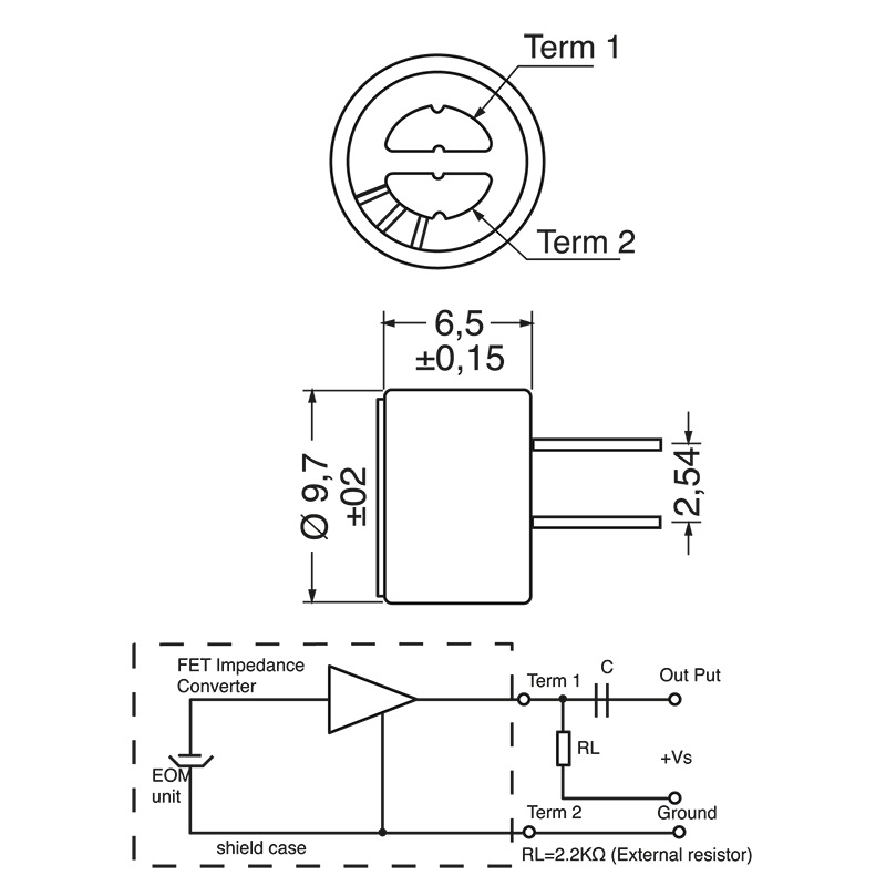 Capsula microfonica omnidirezionale 9,7 mm alta sensibilità per audio professionale