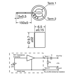 Capsula microfonica preamplificata fili 9,7 mm alta fedeltà per applicazioni audio professionali