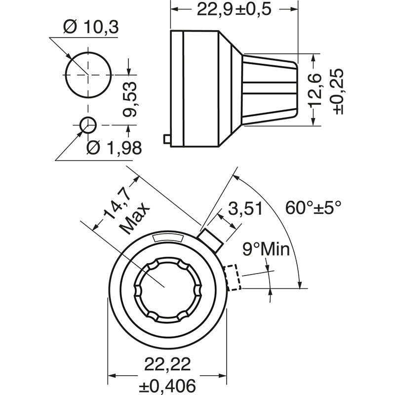 Manopola elettrica 20 giri diametro 22 mm per regolazioni precise impianti elettrici