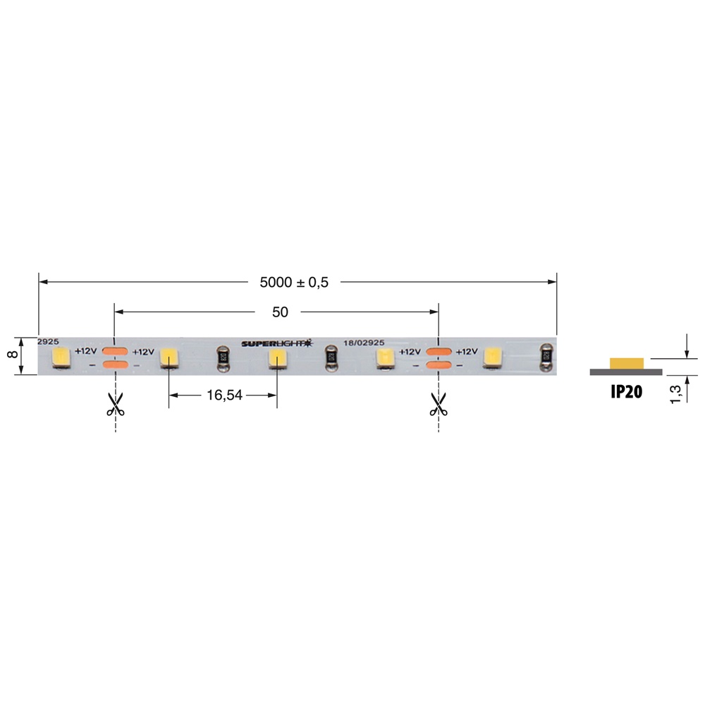 Striscia LED 5W/m 12V IP20 illuminazione interna efficiente e flessibile
