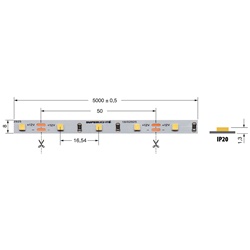 Striscia LED 5W/m 12V IP20 luce calda illuminazione interna design compatto