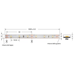 Striscia LED 5W/m 12V IP65 flessibile illuminazione interna ed esterna alta efficienza