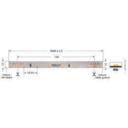 Striscia LED 5W/m 24V IP65 compatta flessibile per illuminazione interna ed esterna