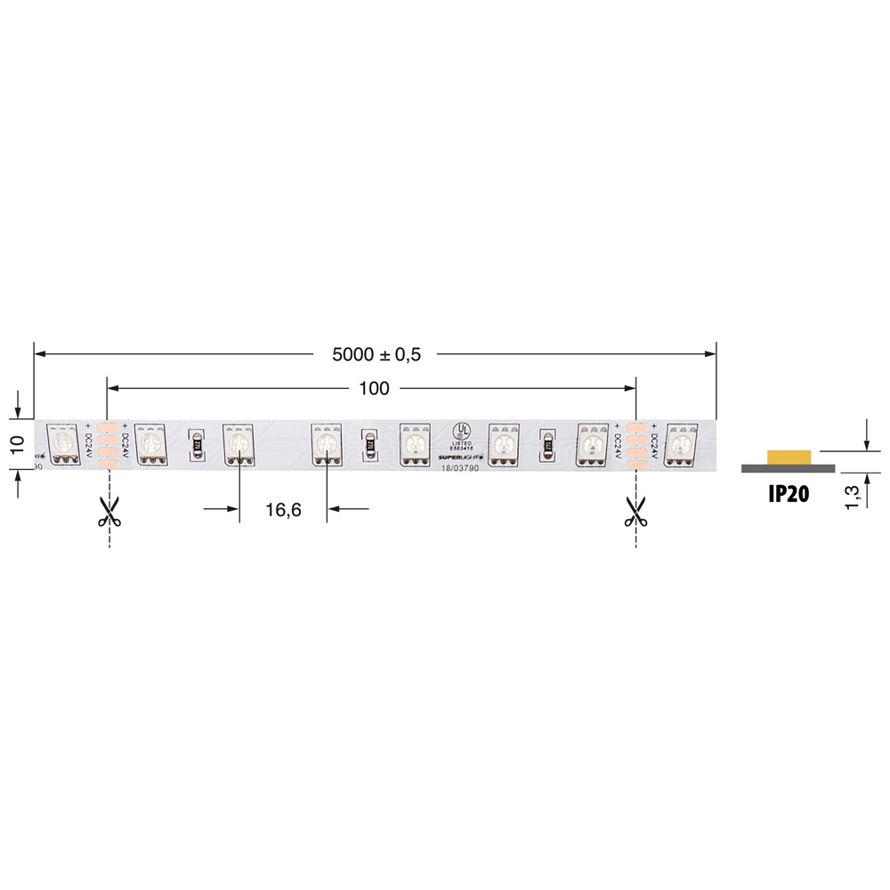 Striscia LED RGB 14,4W/m 24V IP20 per illuminazione interna decorativa e ambientale