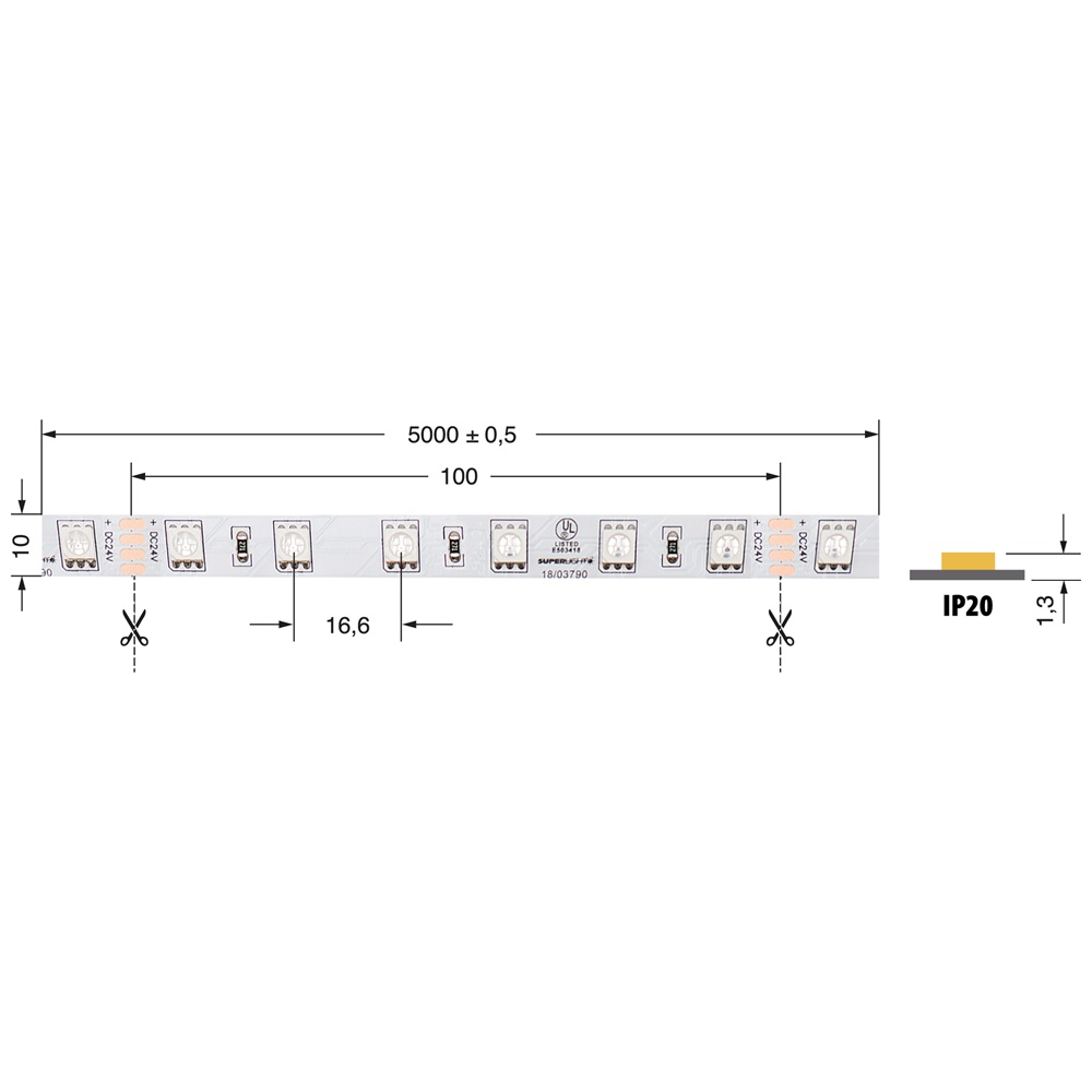 Striscia LED RGB 14,4W/m 24V IP20 per illuminazione interna decorativa e ambientale