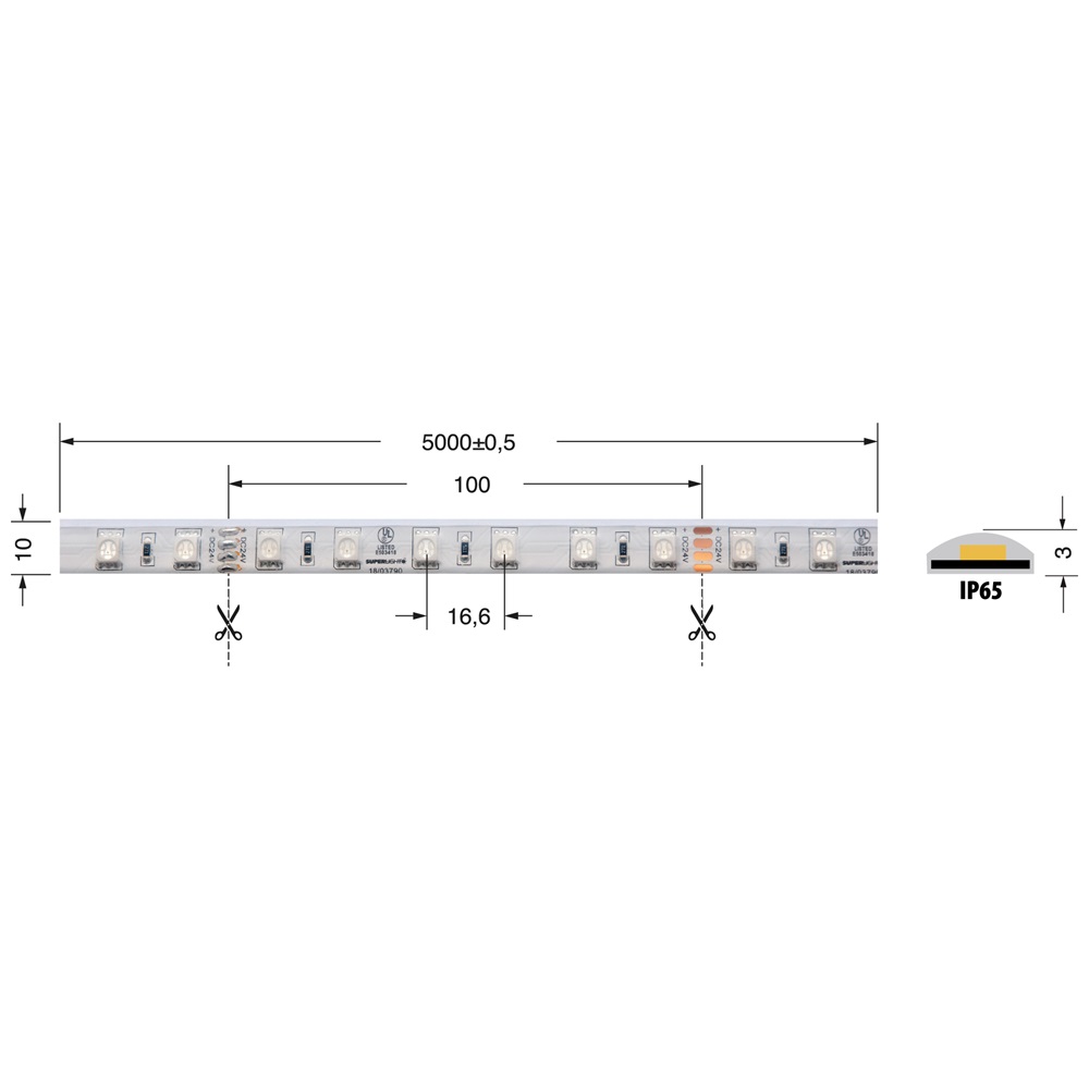 Striscia LED RGB 14,4W/m 24V IP65 per illuminazione decorativa interna ed esterna