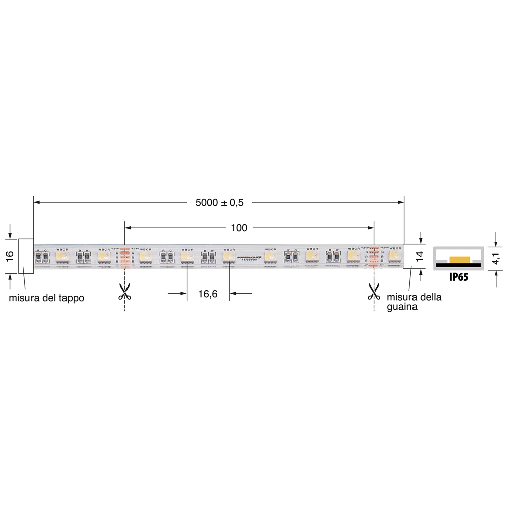 STRISCIA LED 19,2W/M RGB flessibile IP65 per illuminazione decorativa interna ed esterna