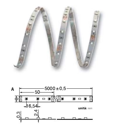 Bobina Da 300  Led Smd Rgb 24Vcc 5Mt Pcb Bianco 