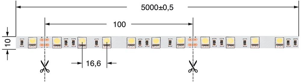 Striscia LED 14,4W/m 24V IP20 illuminazione interna efficiente e versatile