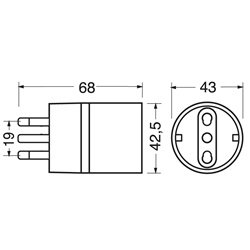 Adattatore elettrico spina e presa 10A tipo Schuko con connessione sicura e compatibile standard europei per uso domestico e professionale