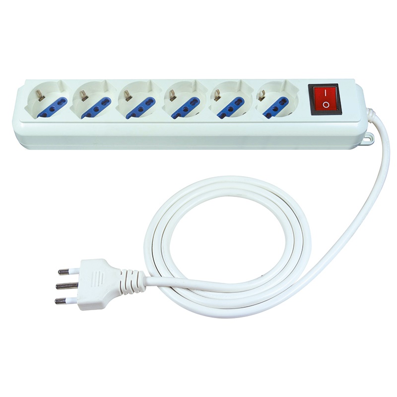 Presa multipla 6 posti con cavo interruttore integrato distribuzione energia domestica e professionale