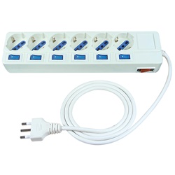 Presa multipla 6 posti con cavo integrato e 7 interruttori indipendenti per uso domestico e professionale