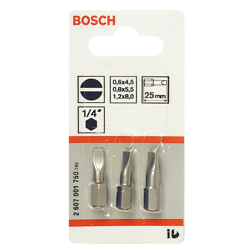 Kit 3 bit professionale Bosch per viti, materiali resistenti, applicazioni elettriche, avvitatori esagonali 1/4