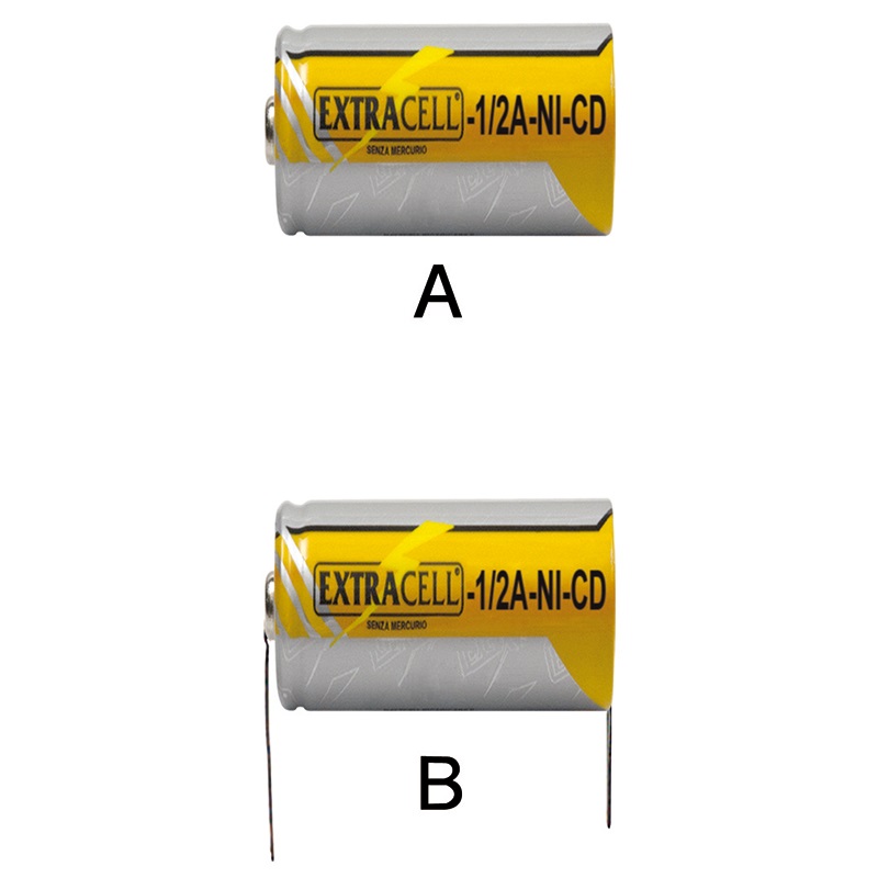 Batteria Ni-Cd 1,2V 700mAh formato 1/2A terminali saldati per applicazioni elettriche affidabili e durature
