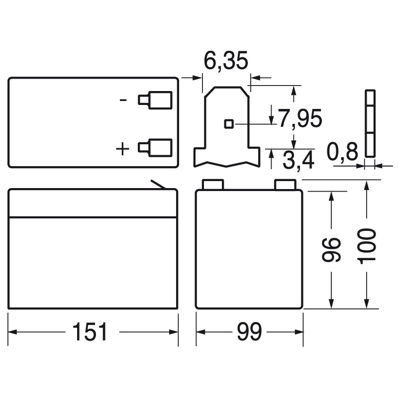Batteria al piombo 12V 14Ah terminali T2 per applicazioni elettriche cicliche