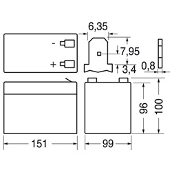Batteria al piombo 12V 14Ah terminali T2 per applicazioni elettriche cicliche
