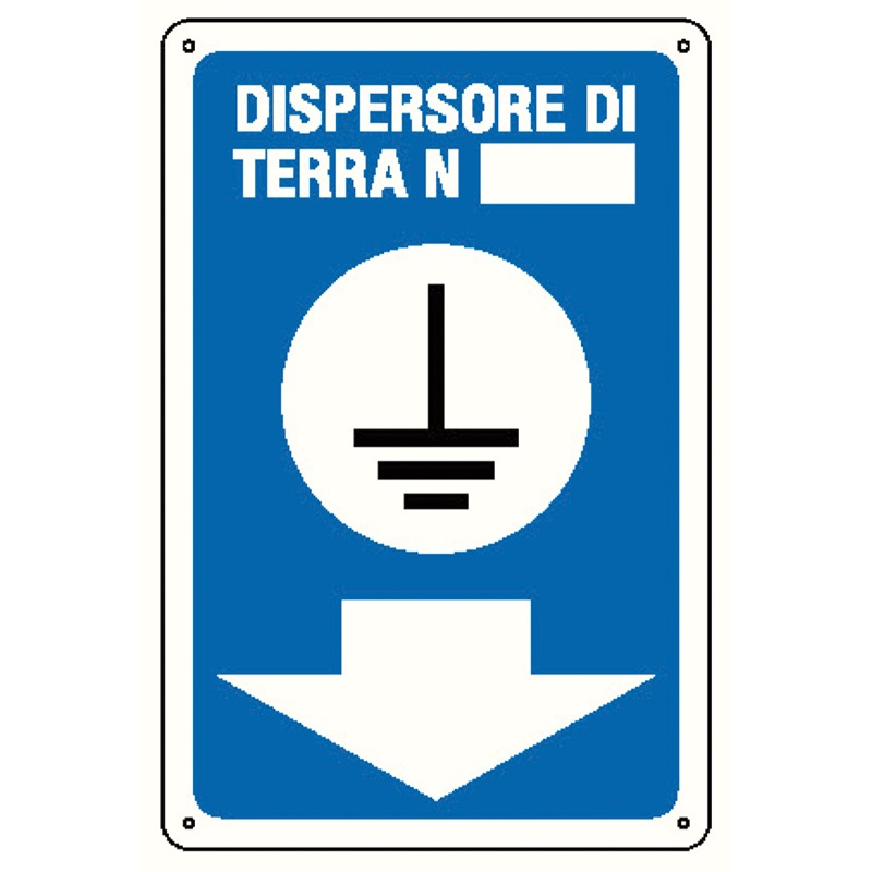 Cartello dispersore terra resistente per segnalazione impianti elettrici industriali e civili