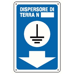 Cartello dispersore terra resistente per segnalazione impianti elettrici industriali e civili