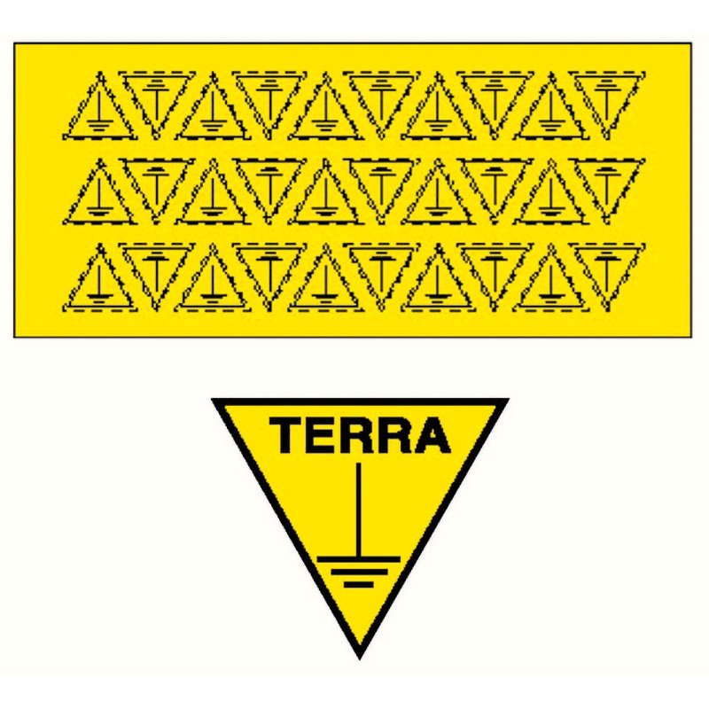 Foglio 30 etichette messa terra resistenti per impianti elettrici sicurezza e conformità normativa