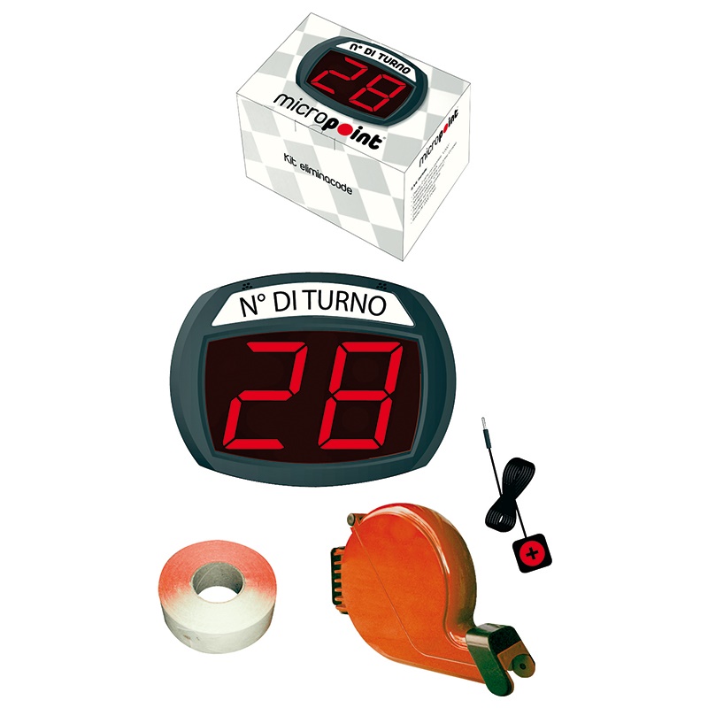 Kit display elimina code 2 cifre LED rosso gestione accessi ambienti commerciali e pubblici