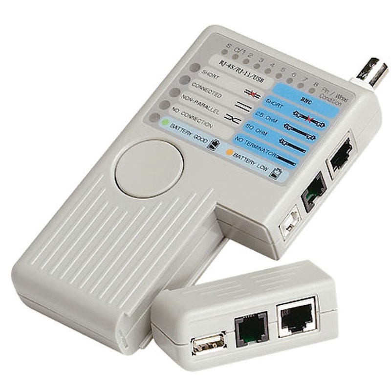Tester cavi RJ11 RJ45 USB BNC controllo rapido continuità e cablaggio reti comunicazione
