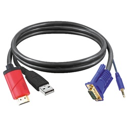 Cavo HDMI maschio a VGA maschio 2m con audio jack 3,5mm per conversione segnale video e audio
