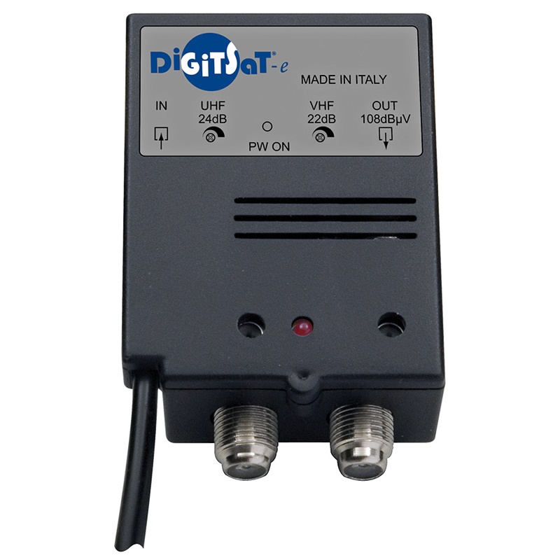 Amplificatore segnale automatico switching 24dB UHF 22dB VHF per impianti TV digitali domestici Made in Italy