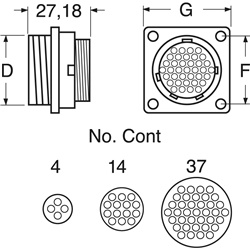 Connettore pannello reversibile CPC1 femmina 37 poli alta affidabilità industriale