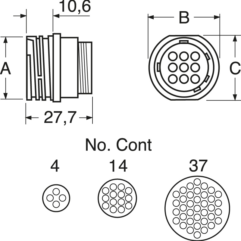 Connettore volantino reversibile CPC1 femmina 4 poli alta qualità impianti elettrici