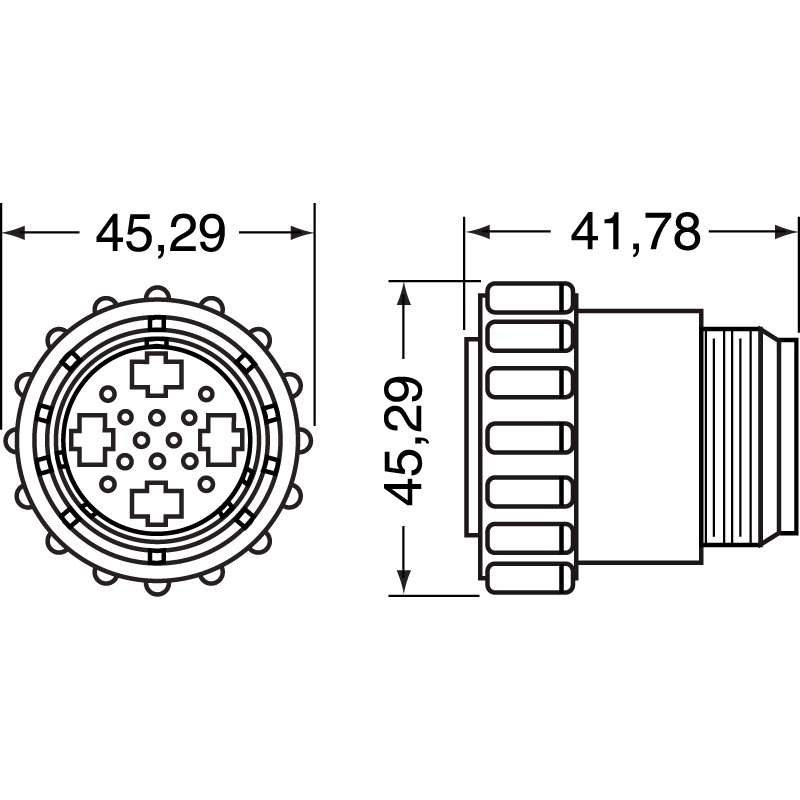 Connettore volante CPC4 femmina 16 poli compatto resistente per impianti industriali