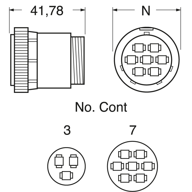 Connettore volante reversibile CPC3 maschio 7 poli per impianti industriali e automazione