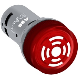 Buzzer compatto pulsante rosso 230V AC per segnalazione acustica sicurezza elettrica residenziale e industriale