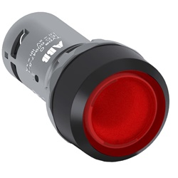 Pulsante compatto illuminato rosso momentaneo 24V per applicazioni industriali