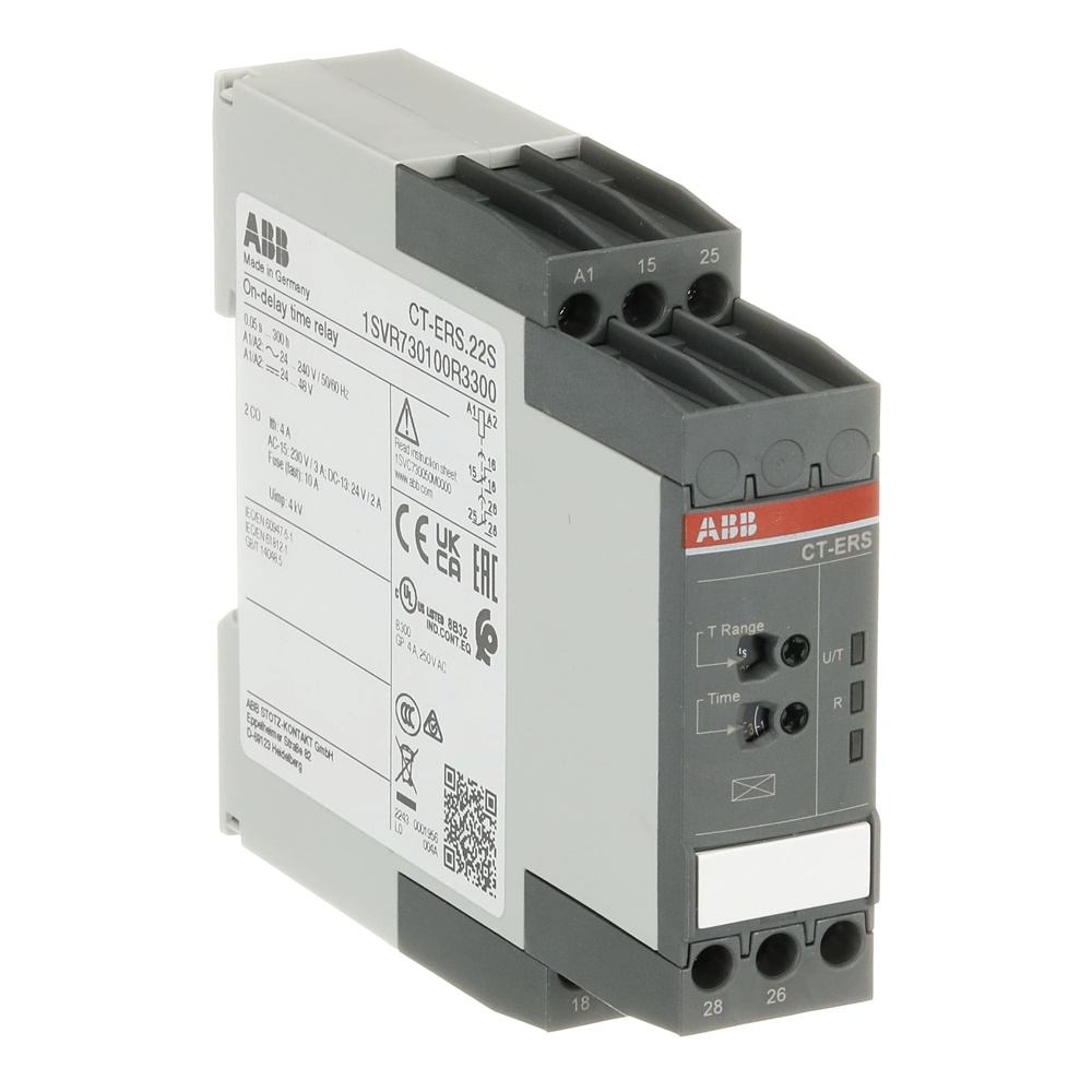 Timer elettronico CT-ERS.22S ON-delay 2c/o 24-240V AC/DC controllo temporizzato impianti elettrici