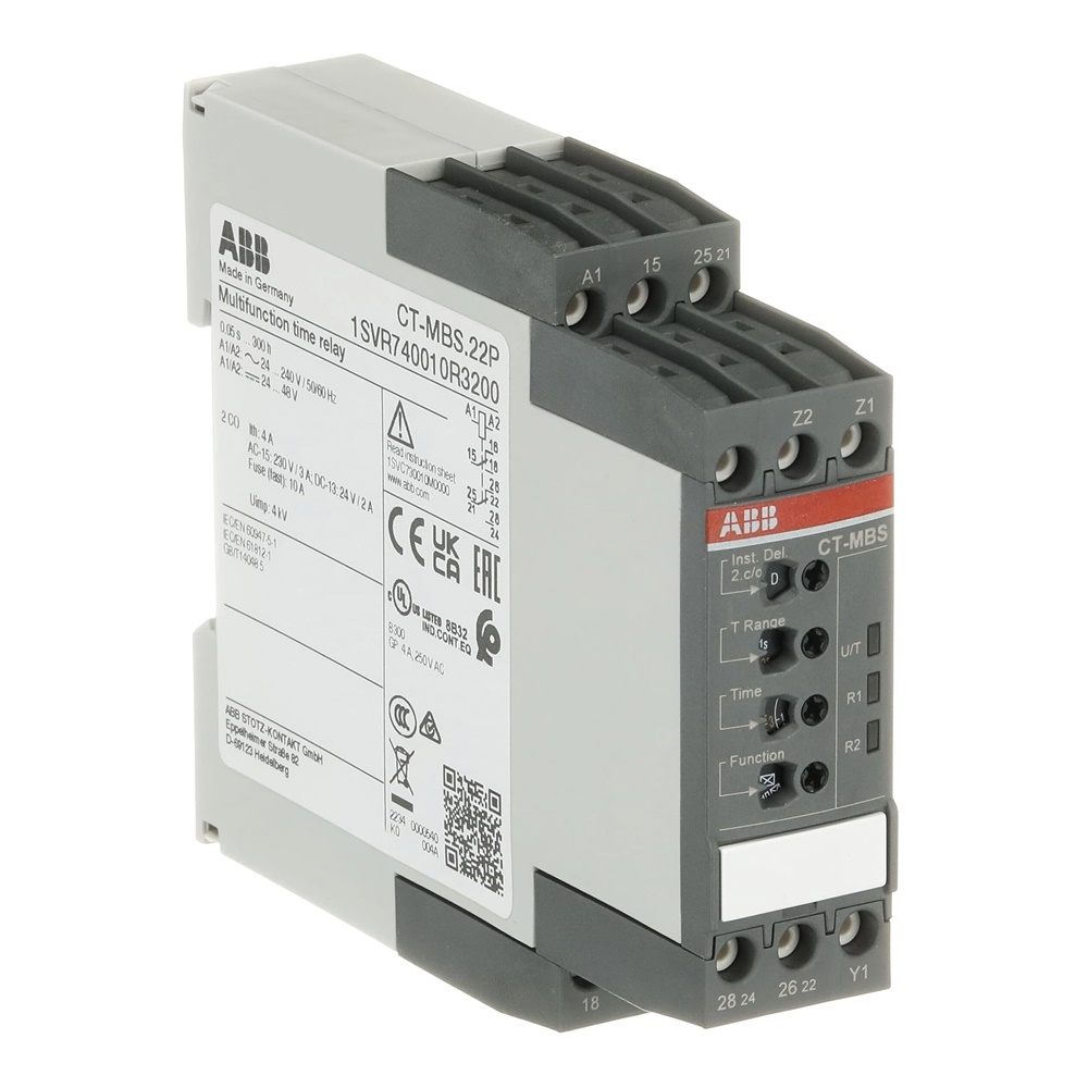 Relè temporizzato multifunzione CT-MBS.22P 2 contatti 24-240V AC/DC regolazione remota