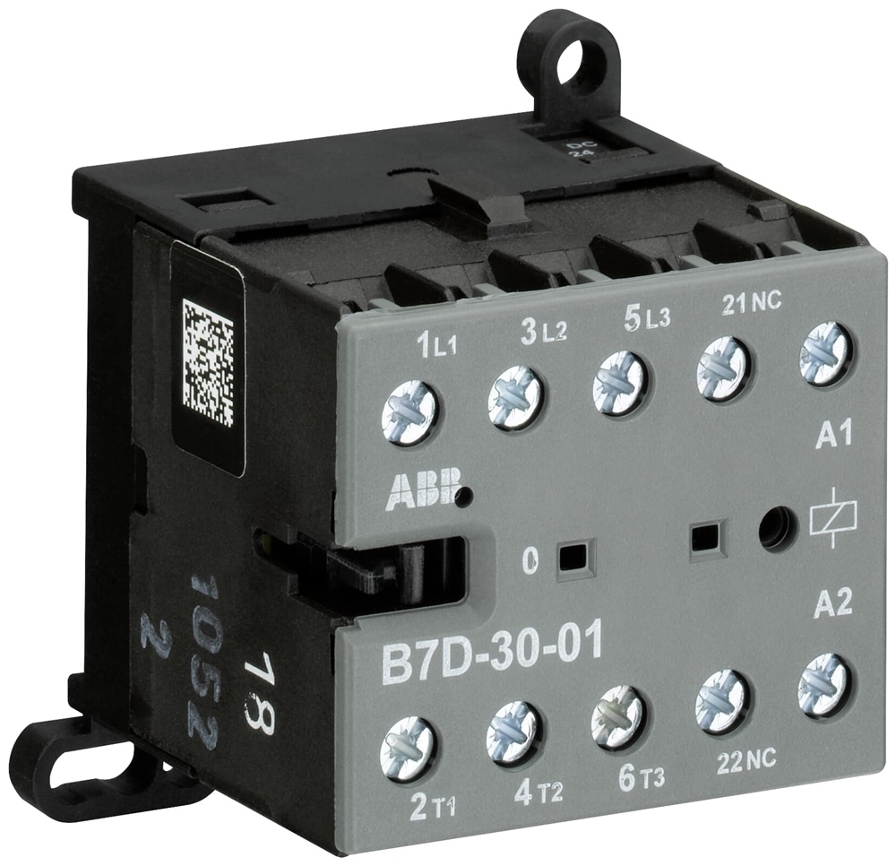 Mini Contactor B7D 24 V DC 3 NO 1 NC Screw Terminals per controllo carichi fino 5,5 kW