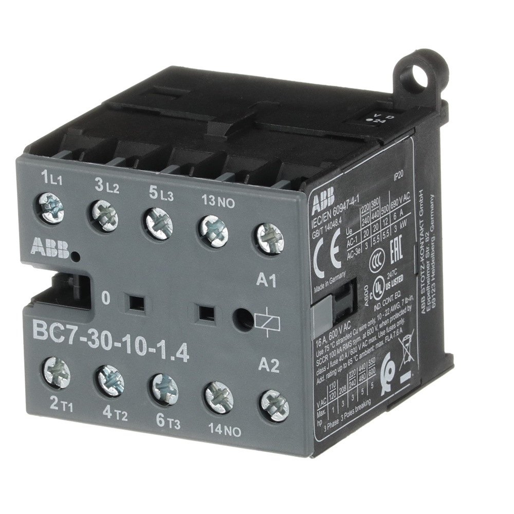 Mini Contactor BC7 24V DC 3 NO Screw Terminals per controllo carichi fino 5,5 kW