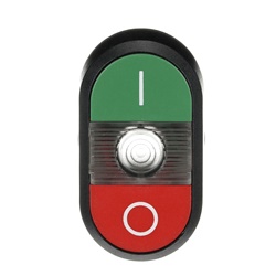 Pulsante doppio luminoso MPD2-11C verde/rosso plastica nera per controllo industriale