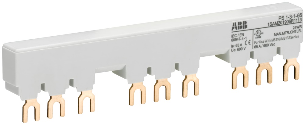 Barre collettrici trifase PS1-3-1-65 65A per interruttori motore MS116 MS132