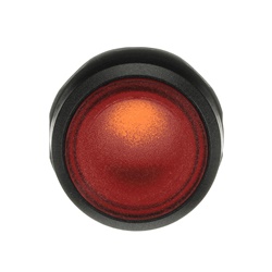 Pulsante comando mantenuto illuminato rosso ghiera nera per quadri elettrici industriali e civili