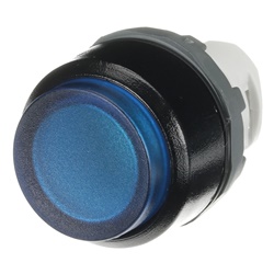 Pulsante elettrico illuminato blu con ghiera nera ELEP 362 6 per controllo impianti elettrici