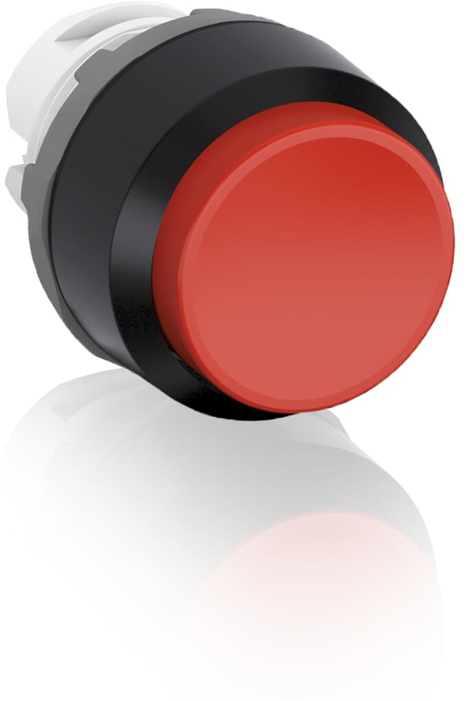 Pushbutton MP4-10R rosso non illuminato ghiera nera plastica resistente per impianti elettrici industriali