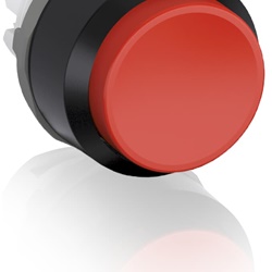 Pushbutton MP4-10R rosso non illuminato ghiera nera plastica resistente per impianti elettrici industriali