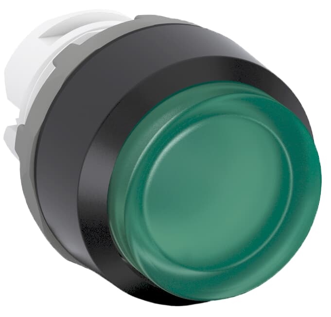 Pulsante luminoso verde momentaneo plastica nera per impianti industriali automazione