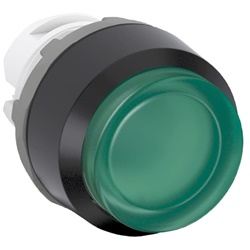 Pulsante luminoso verde momentaneo plastica nera per impianti industriali automazione